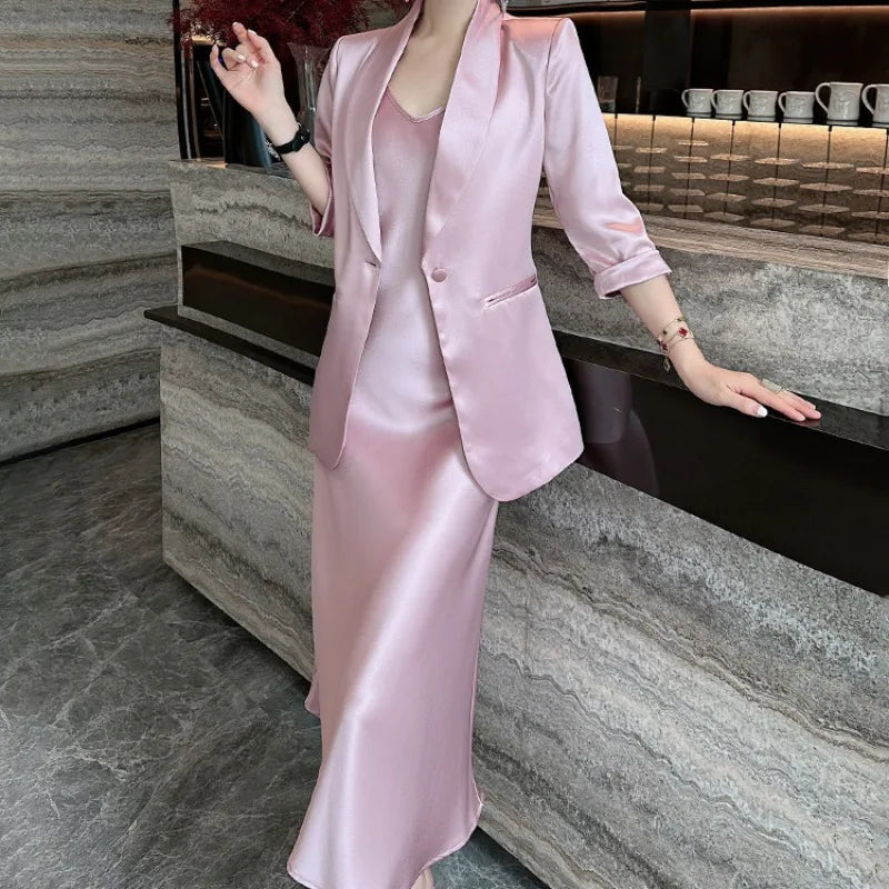 Woman Outfit Dress Suits Office Pink 2 Pieces Sets for Women Korea Clothing New Arrivals Summer Clothes 2025 Top and Bottom Full