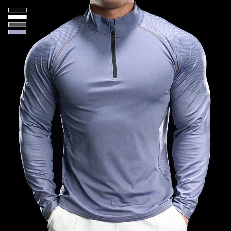 Mens Gym Training Tees Muscle Workout Sportswear Fitness Compression Shirt Outdoor Cycling Quick-drying Sweatshirt