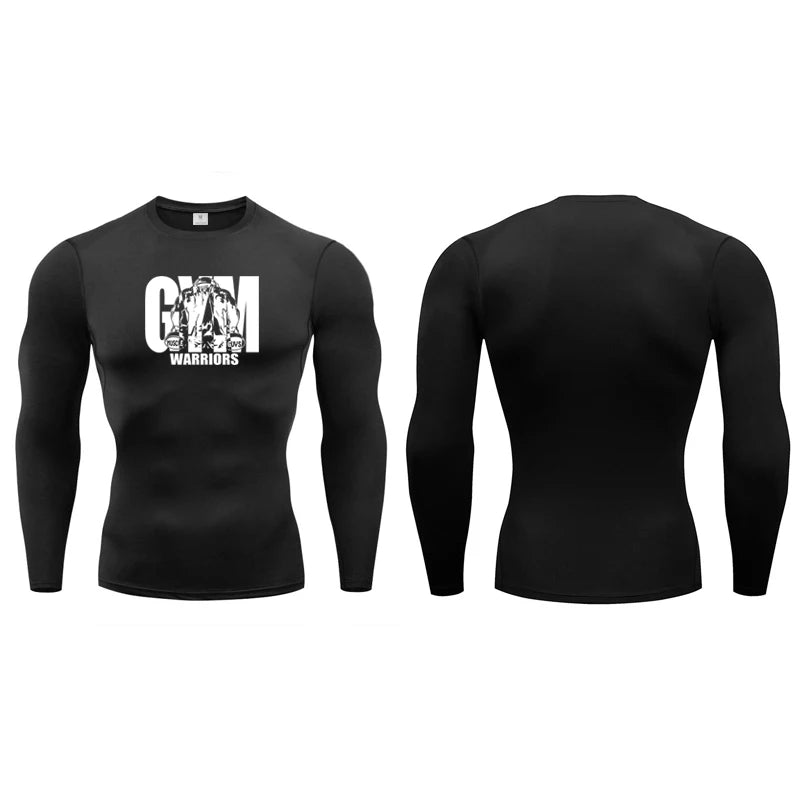 GYM WARRIORS Sports Shirts Training Exercise T-shirts Men Spring Long Sleeve Sportswear Compression Elastic Quick Dry T Shirts