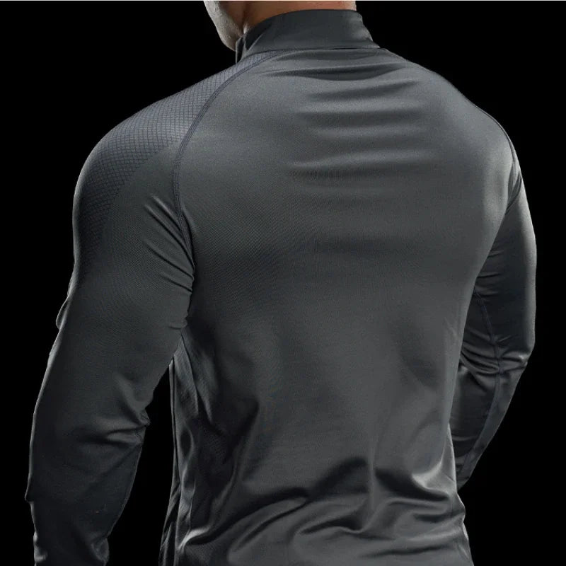 Mens Gym Training Tees Muscle Workout Sportswear Fitness Compression Shirt Outdoor Cycling Quick-drying Sweatshirt