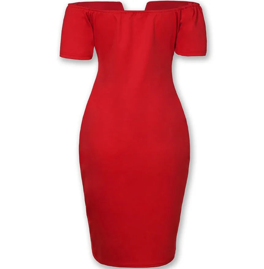 Lady V style off-the-shoulder fitted dress with a tight waist and a full skirt, a fitted evening gown for women.