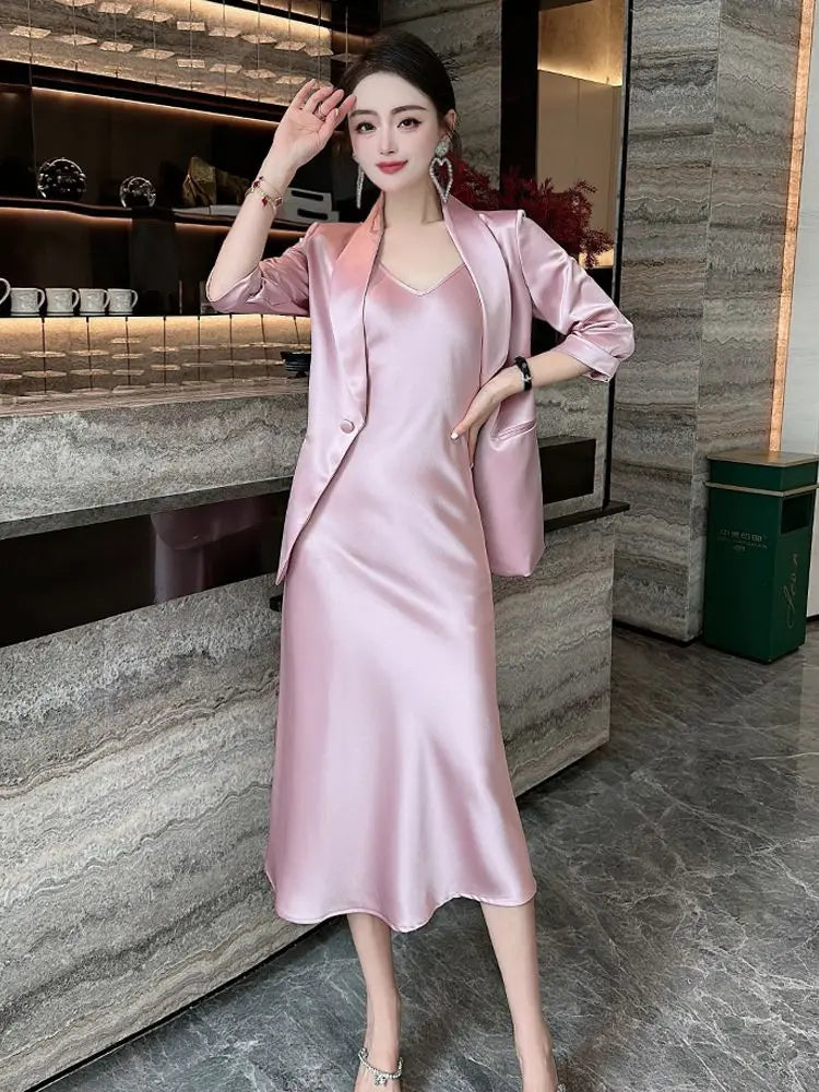 Woman Outfit Dress Suits Office Pink 2 Pieces Sets for Women Korea Clothing New Arrivals Summer Clothes 2025 Top and Bottom Full