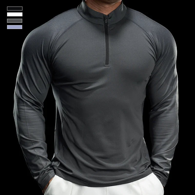 Mens Gym Training Tees Muscle Workout Sportswear Fitness Compression Shirt Outdoor Cycling Quick-drying Sweatshirt