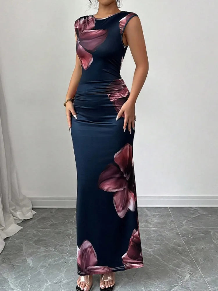 Elegant Sexy Slim Dress For Women Fashion Sleeveless O Neck High Waist Package Hip Dresses Lady Holiday Vestidos Womens Clothing