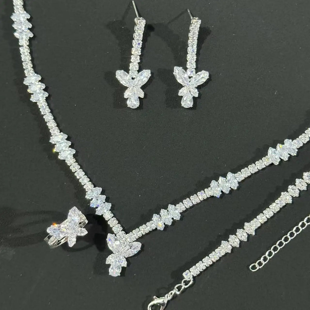 Ladies' necklace, hand jewelry, earrings, rings, wedding jewelry, 5-piece set, wedding jewelry accessories