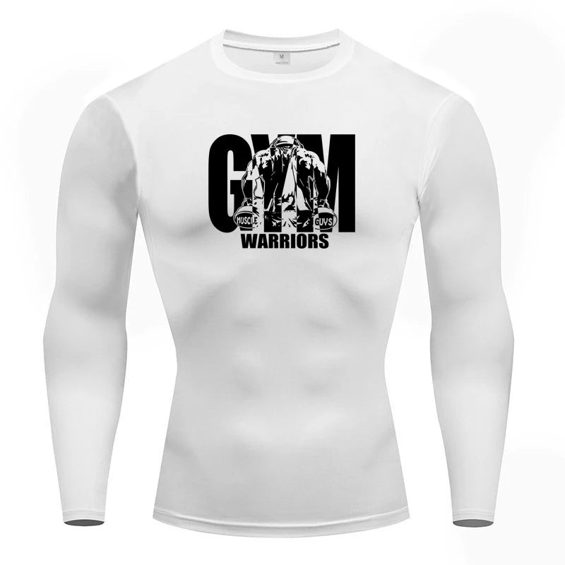 GYM WARRIORS Sports Shirts Training Exercise T-shirts Men Spring Long Sleeve Sportswear Compression Elastic Quick Dry T Shirts