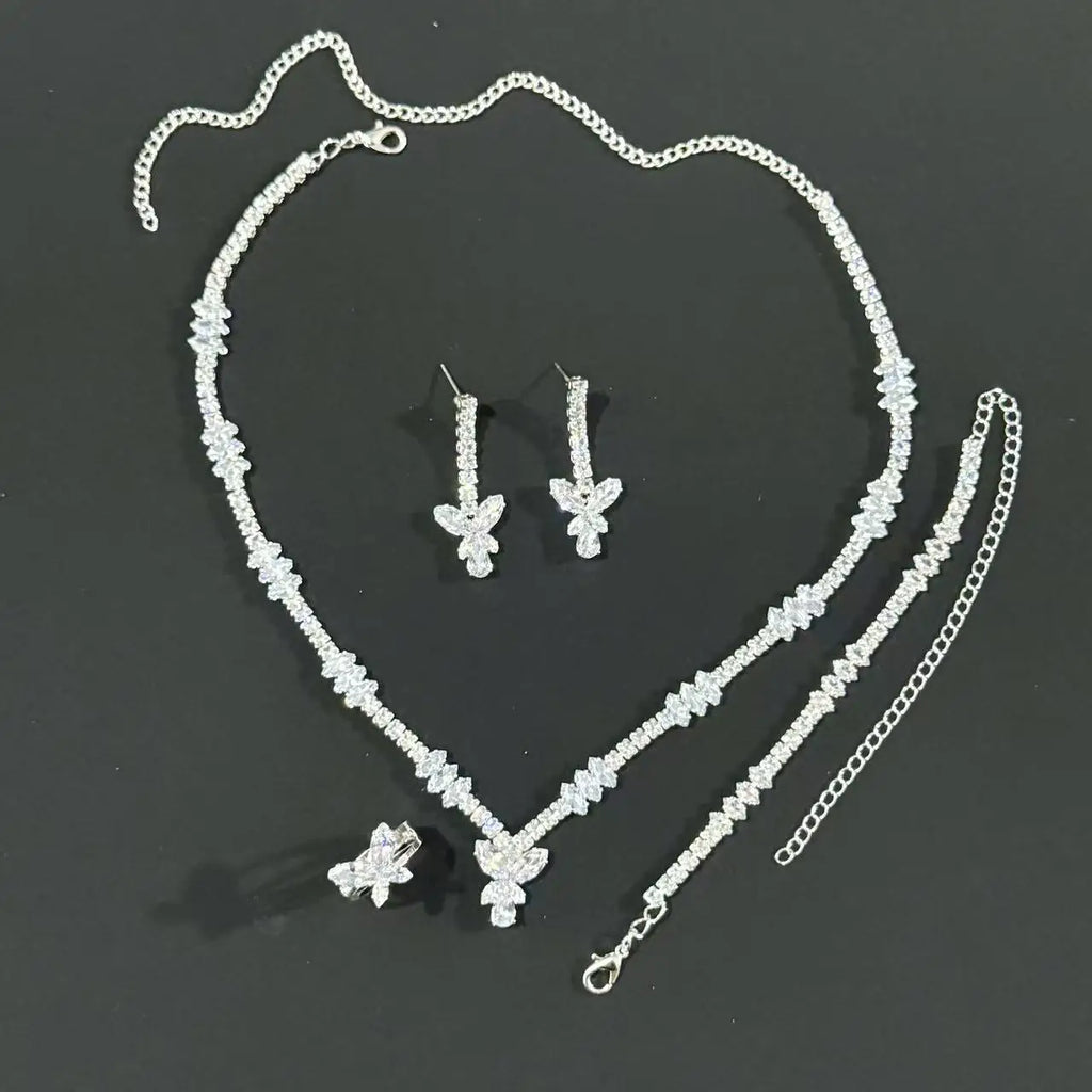 Ladies' necklace, hand jewelry, earrings, rings, wedding jewelry, 5-piece set, wedding jewelry accessories