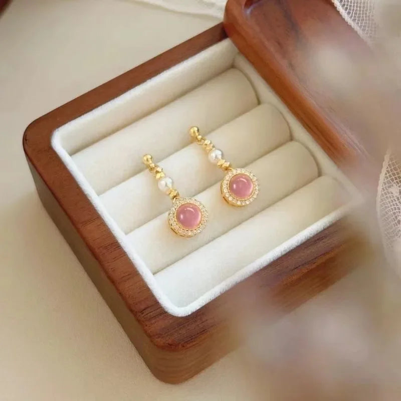 Pearl Jewelry Sets Women Necklace Pendant Necklace Elegant Multi-Layer Neck Chain Pink Chic Luxury Ring Earrings Jewelry Gifts