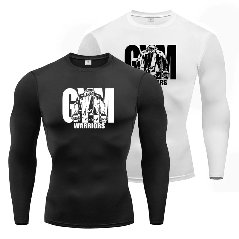 GYM WARRIORS Sports Shirts Training Exercise T-shirts Men Spring Long Sleeve Sportswear Compression Elastic Quick Dry T Shirts
