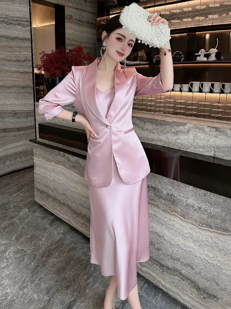 Woman Outfit Dress Suits Office Pink 2 Pieces Sets for Women Korea Clothing New Arrivals Summer Clothes 2025 Top and Bottom Full