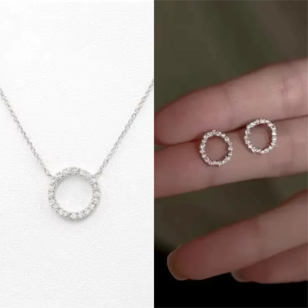 Fashion Trend Elegant Jewelry Simple Crystal Circle Pendant Necklace Golden Color Unquie Women Necklace Party Gift Wholesale
