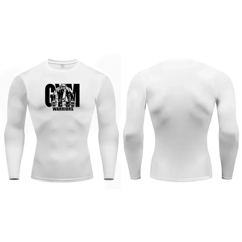 GYM WARRIORS Sports Shirts Training Exercise T-shirts Men Spring Long Sleeve Sportswear Compression Elastic Quick Dry T Shirts