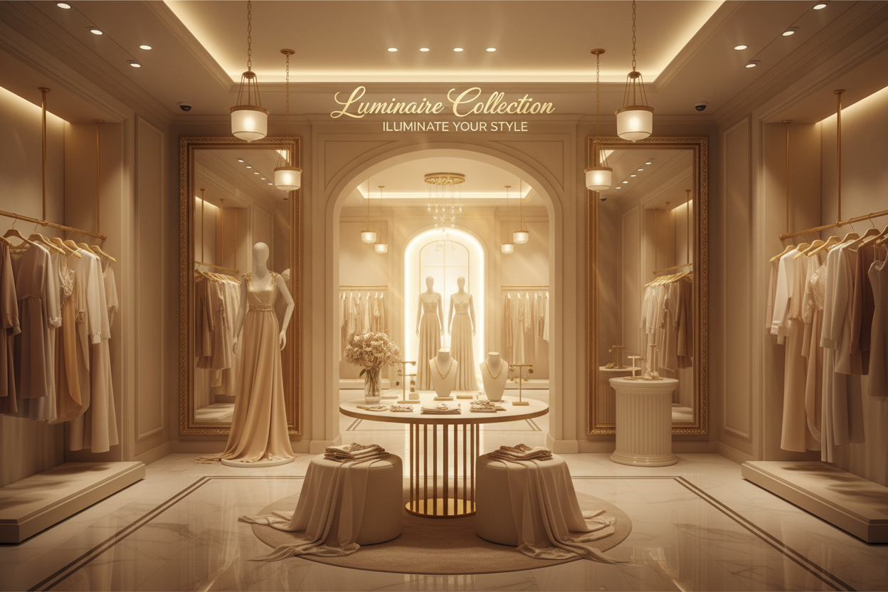 design a female store with a name of luminaire collection